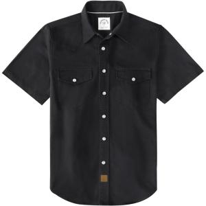 image:imageDubinik Pearl Snap Western Shirt for Men Short Sleeve Durable Cotton Cowboy Work ShirtBlack