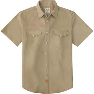 image:imageDubinik Pearl Snap Western Shirt for Men Short Sleeve Durable Cotton Cowboy Work ShirtKhaki