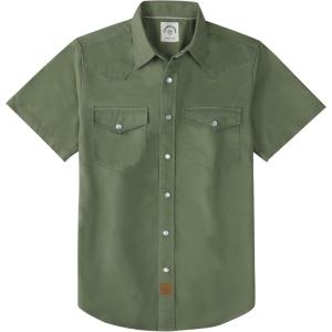image:imageDubinik Pearl Snap Western Shirt for Men Short Sleeve Durable Cotton Cowboy Work ShirtLight Green