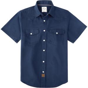image:imageDubinik Pearl Snap Western Shirt for Men Short Sleeve Durable Cotton Cowboy Work ShirtNavy