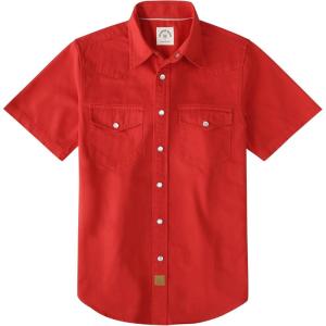 image:imageDubinik Pearl Snap Western Shirt for Men Short Sleeve Durable Cotton Cowboy Work ShirtRed