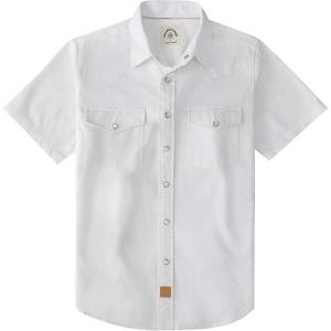 image:imageDubinik Pearl Snap Western Shirt for Men Short Sleeve Durable Cotton Cowboy Work ShirtWhite
