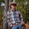 image:imageDubinik Mens Casual Plaid Shirt Long Sleeve Regular Fit Button Down Work Shirts with 2 Pocket Soft Lightweight Everyday WearOrange and Blue