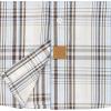 image:imageDubinik Mens Long Sleeve Button Down Shirts Plaid Casual Work Cotton Vintage Soft with Pocket Regular FitCream Light Blue 052
