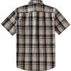 image:imageDubinik Mens Short Sleeve Button Down Shirts Plaid Casual Western Style Shirt 2 Pocket Lightweight Breathable Regular FitKhaki and Black