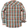 image:imageDubinik Pearl Snap Shirts for Men Long Sleeve Western Shirt for Mens Vintage Casual Plaid Cowboy Country ButtonGreen Orange