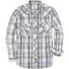 image:imageDubinik Pearl Snap Shirts for Men Long Sleeve Western Shirt for Mens Vintage Casual Plaid Cowboy Country ButtonLight Blue Cream