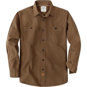 image:imageDubinik Chambray Shirt Men Cotton Mens Button Up Shirts Long Sleeve Casual Work with 2 Pockets Regular FitDark Brown
