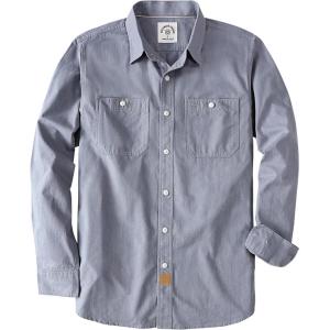 image:imageDubinik Chambray Shirt Men Cotton Mens Button Up Shirts Long Sleeve Casual Work with 2 Pockets Regular FitGray