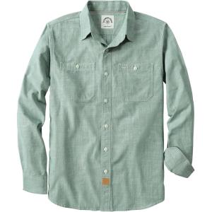 image:imageDubinik Chambray Shirt Men Cotton Mens Button Up Shirts Long Sleeve Casual Work with 2 Pockets Regular FitLight Green