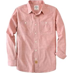 image:imageDubinik Chambray Shirt Men Cotton Mens Button Up Shirts Long Sleeve Casual Work with 2 Pockets Regular FitPink