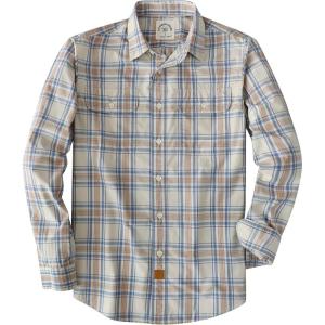 image:imageDubinik Mens Casual Plaid Shirt Long Sleeve Regular Fit Button Down Work Shirts with 2 Pocket Soft Lightweight Everyday WearBeige and Blue