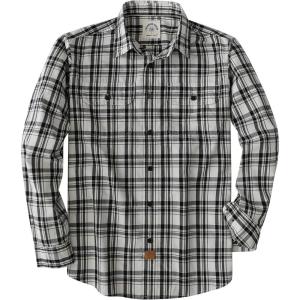 image:imageDubinik Mens Casual Plaid Shirt Long Sleeve Regular Fit Button Down Work Shirts with 2 Pocket Soft Lightweight Everyday WearGray and White