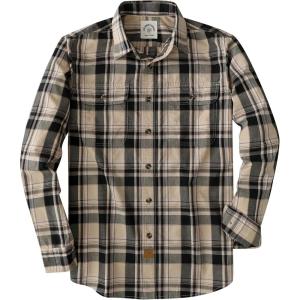 image:imageDubinik Mens Casual Plaid Shirt Long Sleeve Regular Fit Button Down Work Shirts with 2 Pocket Soft Lightweight Everyday WearKhaki and Black