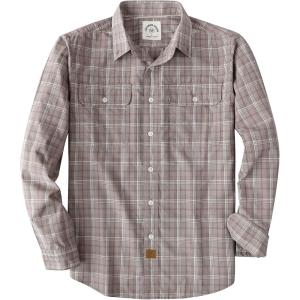 image:imageDubinik Mens Casual Plaid Shirt Long Sleeve Regular Fit Button Down Work Shirts with 2 Pocket Soft Lightweight Everyday WearLight Gray Brown