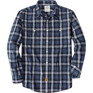image:imageDubinik Mens Casual Plaid Shirt Long Sleeve Regular Fit Button Down Work Shirts with 2 Pocket Soft Lightweight Everyday WearNavy and White