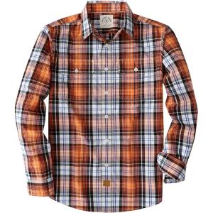 image:imageDubinik Mens Casual Plaid Shirt Long Sleeve Regular Fit Button Down Work Shirts with 2 Pocket Soft Lightweight Everyday WearOrange Black and White