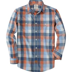image:imageDubinik Mens Casual Plaid Shirt Long Sleeve Regular Fit Button Down Work Shirts with 2 Pocket Soft Lightweight Everyday WearOrange and Blue