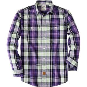 image:imageDubinik Mens Casual Plaid Shirt Long Sleeve Regular Fit Button Down Work Shirts with 2 Pocket Soft Lightweight Everyday WearPurple and White