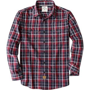 image:imageDubinik Mens Casual Plaid Shirt Long Sleeve Regular Fit Button Down Work Shirts with 2 Pocket Soft Lightweight Everyday WearRed and Navy