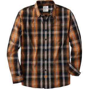 image:imageDubinik Mens Long Sleeve Button Down Shirts Plaid Casual Work Cotton Vintage Soft with Pocket Regular FitBurnt Orange Black 052