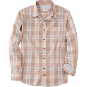 image:imageDubinik Mens Long Sleeve Button Down Shirts Plaid Casual Work Cotton Vintage Soft with Pocket Regular FitCream Khaki and Blue 052