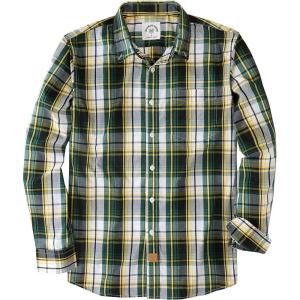image:imageDubinik Mens Long Sleeve Button Down Shirts Plaid Casual Work Cotton Vintage Soft with Pocket Regular FitDark Green Yellow 052