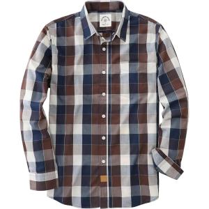 image:imageDubinik Mens Long Sleeve Button Down Shirts Plaid Casual Work Cotton Vintage Soft with Pocket Regular FitNavy Blue Brown 052