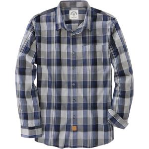 image:imageDubinik Mens Long Sleeve Button Down Shirts Plaid Casual Work Cotton Vintage Soft with Pocket Regular FitNavy Blue Grey 052