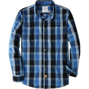 image:imageDubinik Mens Long Sleeve Button Down Shirts Plaid Casual Work Cotton Vintage Soft with Pocket Regular FitRoyal Blue Black 052