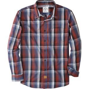 image:imageDubinik Mens Long Sleeve Button Down Shirts Plaid Casual Work Cotton Vintage Soft with Pocket Regular FitRust Red and Navy 052
