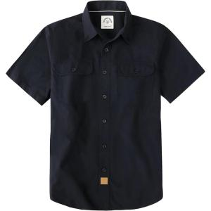 image:imageDubinik Mens Short Sleeve Button Down Shirts Plaid Casual Western Style Shirt 2 Pocket Lightweight Breathable Regular FitBlack