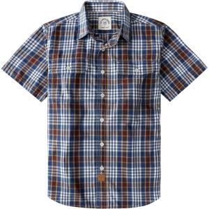 image:imageDubinik Mens Short Sleeve Button Down Shirts Plaid Casual Western Style Shirt 2 Pocket Lightweight Breathable Regular FitBlue Brown and White