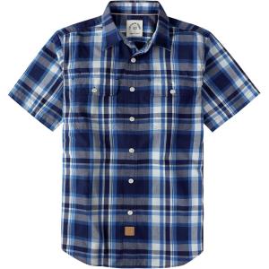 image:imageDubinik Mens Short Sleeve Button Down Shirts Plaid Casual Western Style Shirt 2 Pocket Lightweight Breathable Regular FitBlue and White
