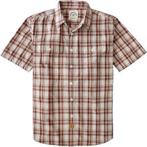 image:imageDubinik Mens Short Sleeve Button Down Shirts Plaid Casual Western Style Shirt 2 Pocket Lightweight Breathable Regular FitBrown and White