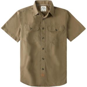 image:imageDubinik Mens Short Sleeve Button Down Shirts Plaid Casual Western Style Shirt 2 Pocket Lightweight Breathable Regular FitKhaki