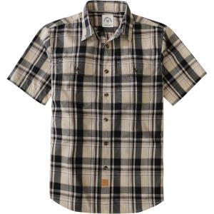 image:imageDubinik Mens Short Sleeve Button Down Shirts Plaid Casual Western Style Shirt 2 Pocket Lightweight Breathable Regular FitKhaki and Black
