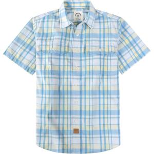 image:imageDubinik Mens Short Sleeve Button Down Shirts Plaid Casual Western Style Shirt 2 Pocket Lightweight Breathable Regular FitLight Blue and Yellow