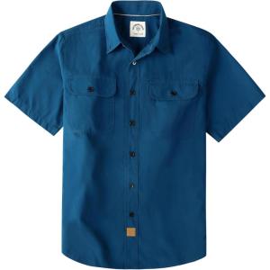 image:imageDubinik Mens Short Sleeve Button Down Shirts Plaid Casual Western Style Shirt 2 Pocket Lightweight Breathable Regular FitNavy Blue