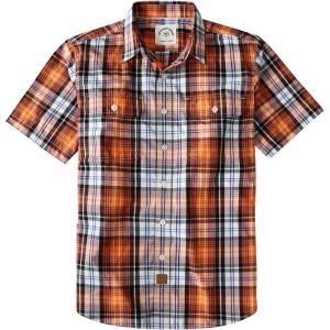 image:imageDubinik Mens Short Sleeve Button Down Shirts Plaid Casual Western Style Shirt 2 Pocket Lightweight Breathable Regular FitOrange Black and White