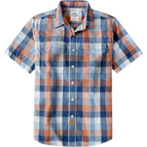 image:imageDubinik Mens Short Sleeve Button Down Shirts Plaid Casual Western Style Shirt 2 Pocket Lightweight Breathable Regular FitOrange and Blue