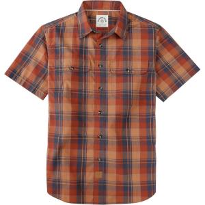 image:imageDubinik Mens Short Sleeve Button Down Shirts Plaid Casual Western Style Shirt 2 Pocket Lightweight Breathable Regular FitOrangered and Dark Blue