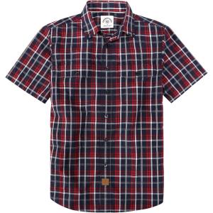 image:imageDubinik Mens Short Sleeve Button Down Shirts Plaid Casual Western Style Shirt 2 Pocket Lightweight Breathable Regular FitRed and Navy