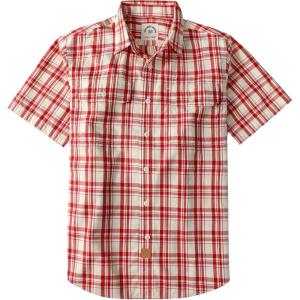image:imageDubinik Mens Short Sleeve Button Down Shirts Plaid Casual Western Style Shirt 2 Pocket Lightweight Breathable Regular FitRed and White