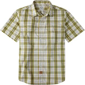 image:imageDubinik Mens Short Sleeve Button Down Shirts Plaid Casual Western Style Shirt 2 Pocket Lightweight Breathable Regular FitYellow and White