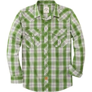 image:imageDubinik Pearl Snap Shirts for Men Long Sleeve Western Shirt for Mens Vintage Casual Plaid Cowboy Country ButtonBeige Green