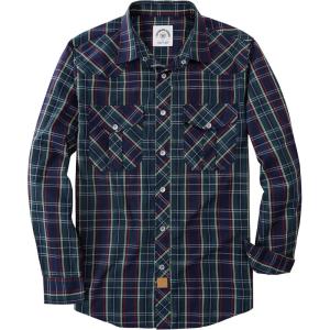 image:imageDubinik Pearl Snap Shirts for Men Long Sleeve Western Shirt for Mens Vintage Casual Plaid Cowboy Country ButtonGreen  Navy Blue
