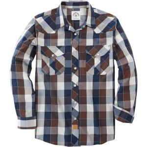 image:imageDubinik Pearl Snap Shirts for Men Long Sleeve Western Shirt for Mens Vintage Casual Plaid Cowboy Country ButtonKhaki Navy Blue