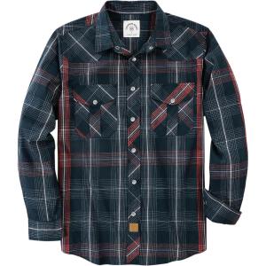image:imageDubinik Pearl Snap Shirts for Men Long Sleeve Western Shirt for Mens Vintage Casual Plaid Cowboy Country ButtonRed  Dark Green