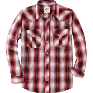 image:imageDubinik Pearl Snap Shirts for Men Long Sleeve Western Shirt for Mens Vintage Casual Plaid Cowboy Country ButtonWhite  Red